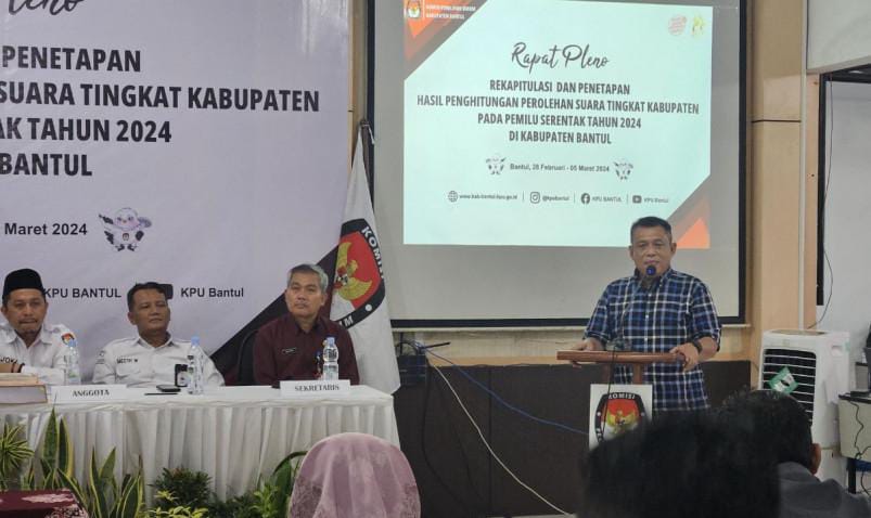 KPU Bantul Gelar Rapat Pleno Rekapitulasi Dan Penetapan Penghitungan